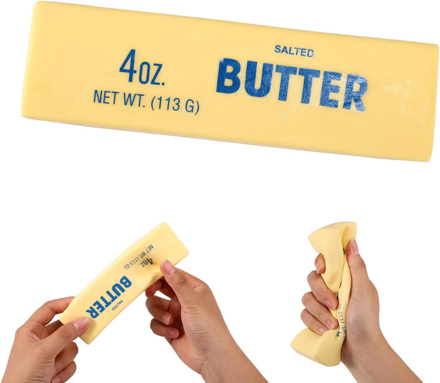 Butter Squeeze Squishy Toy, PU Material Butter Stick Slow Rising Squeeze Food Fidget Toy for Office School (Light Yellow) B6